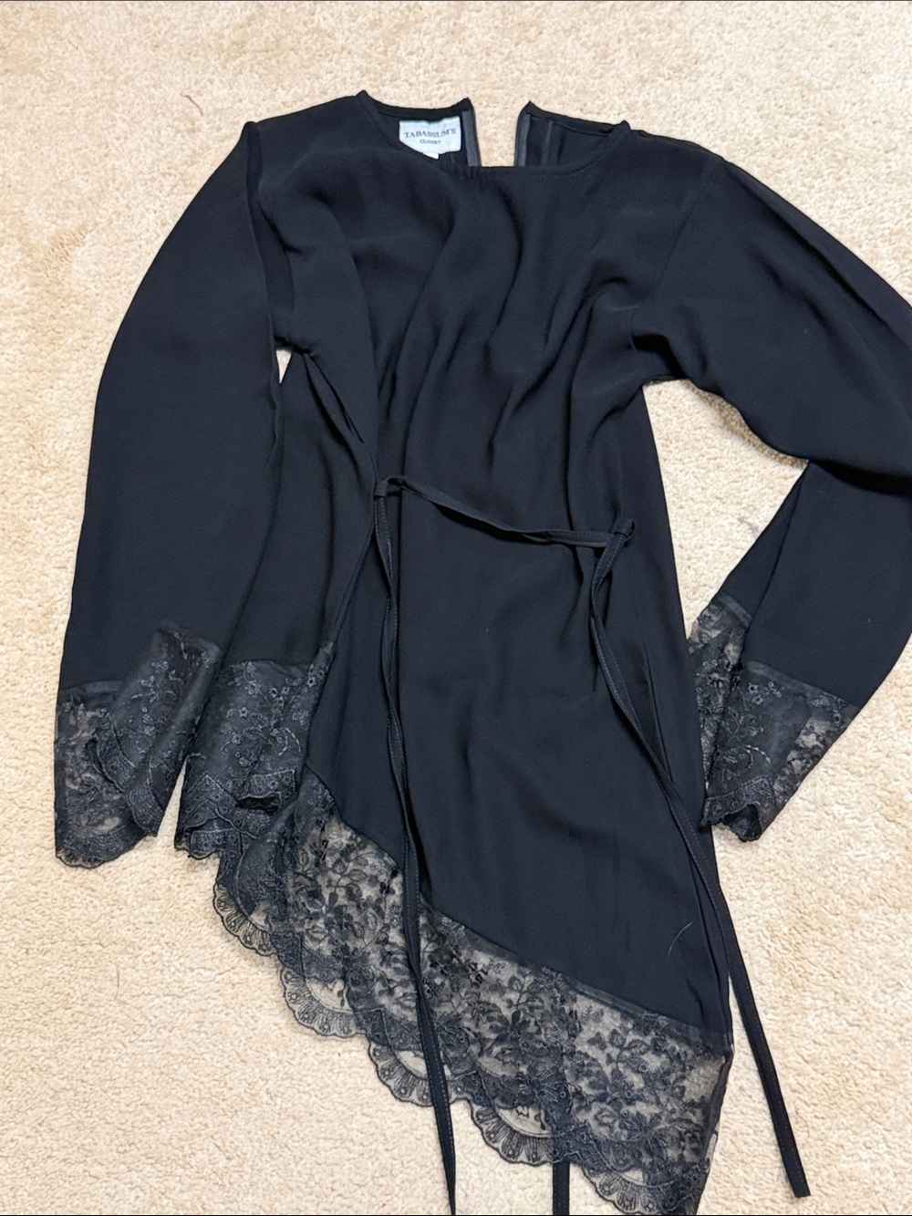 Black Lace-Trim Wrap Tunic